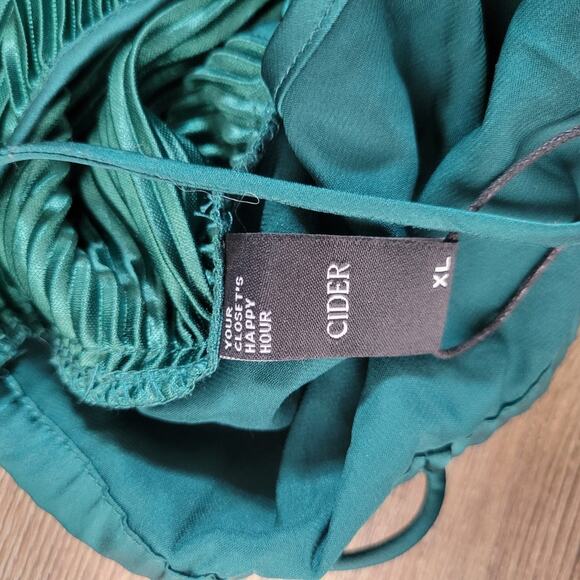 Cider Solid Press Crease Crop Tank Top – Green Ribbed Knit (Size XL, NWT) - Picture 6 of 14